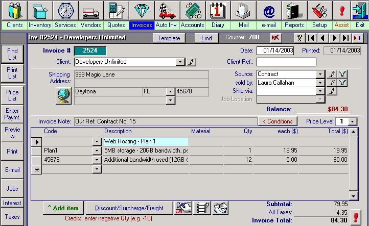 Invoiceit! - invoicing software Screenshot